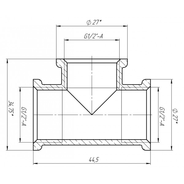 Тройник 1/2″ВВВ латунный LT331S OPTIMUM (000030987)