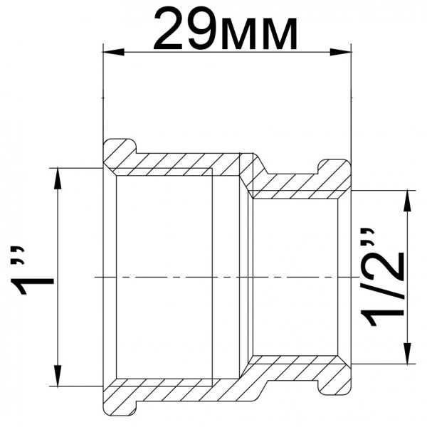 Муфта нікель перехідна 1/2″ Внутрішня - 1″ Внутрішня Ni 08761.02 (000017132)
