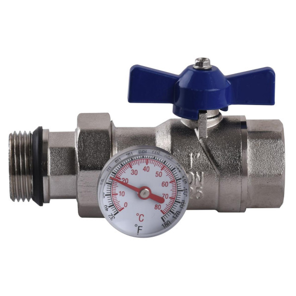 Кран-американка с муфтой под термометр ECO 01G-2 1″ прямой (000008822)