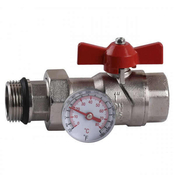 Кран-американка с муфтой под термометр ECO 01G-2 1″ прямой (000008822)