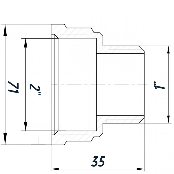 Редукционный переходник 2″х1″ВН никелированный восьмигранный NK853O OPTIMUM (000031499)