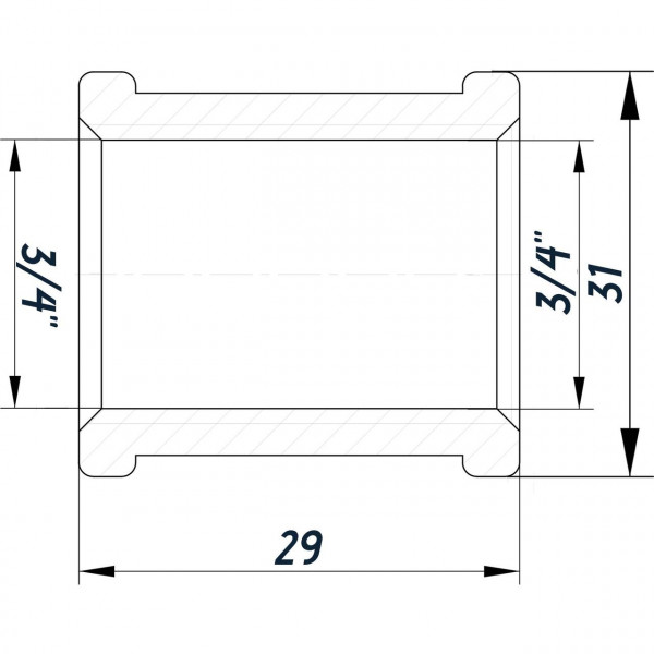Муфта 3/4″ВВ нержавіюча SM441S OPTIMUM (000031510)