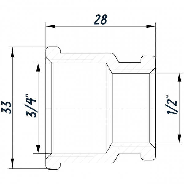 Муфта редукційна 3/4″х1/2″ВВ нержавіюча SM431S OPTIMUM (000031512)