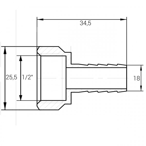 Штуцер 1/2″В 18мм нержавіючий SU3I1S OPTIMUM (000031539)