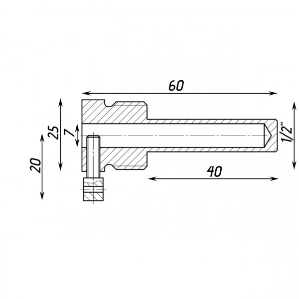 Погружна гільза 1/2″Н Ø7×40мм латунна Б07213А для датчика температури (000027545)