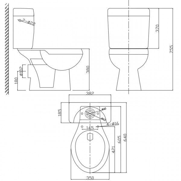 КОМПАКТ OPTIMA S бок., гориз с полипропиленовым сиденьем CT-OHS-PP (000031001)