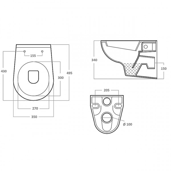 УНИТАЗ ПОДВЕСНОЙ VERONA с полипропиленовым сиденьем WHB-VER-PP (000031006)