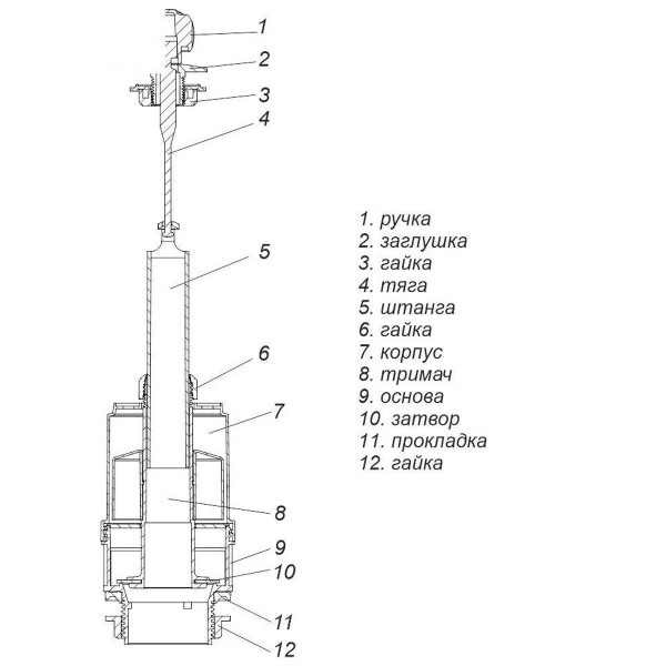 Арматура сливная для сливного бачка разной высоти АС-02.00 (000031024)