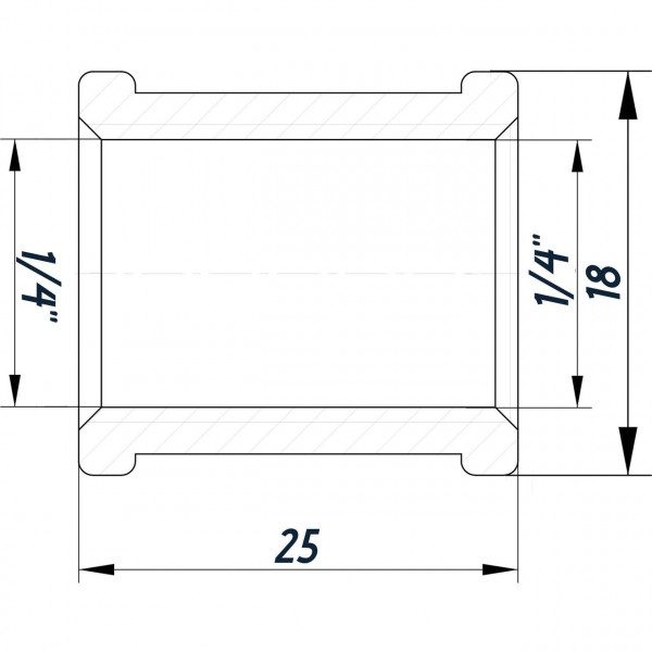 Муфта 1/4″ВВ нікельована восьмигранна NM111O OPTIMUM (000031301)