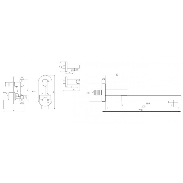 Смеситель для ванны встроенный TOPAZ SARDINIA TSG 08202-200N-BL (000031639)