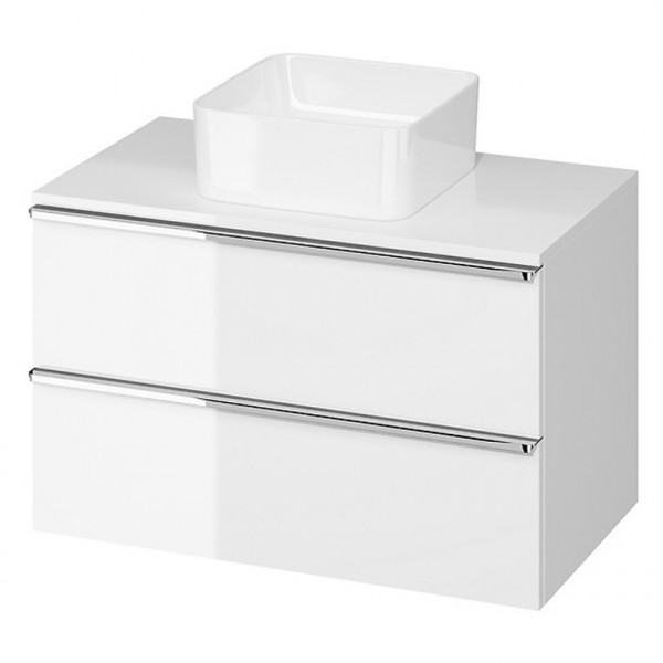 Шкафчик под умывальник со столешницей VIRGO 80 белый чорные ручки