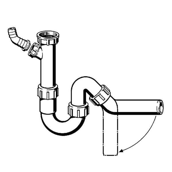 Сифон для раковины VIEGA 1 1/2″х40 с отводом, 45° пластик белый трубный б/г 101800 (000000816)
