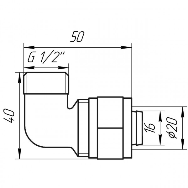Уголок с наружной резьбой APE ITALY 753 L 1/2″х20 (000000895)