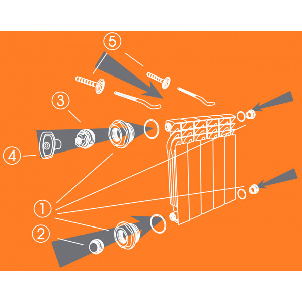 Комплект футорок секционного радиатора CRISTAL NR-2014 3/4″с 2-кронштейнами (HT 405) (000003285)