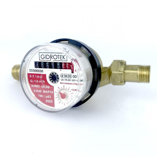 Счетчик горячей воды Gidrotek E-T 1,6U 1/2″ со штуцером (110мм) (000003371)