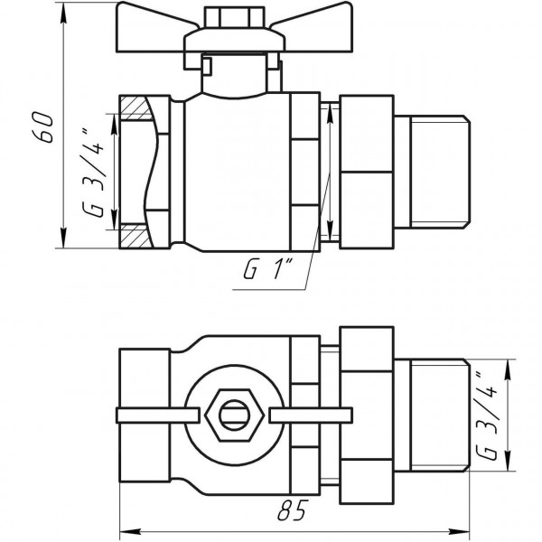 Кран шаровый прямой с американкой ARCO 3/4″ TURIA 0117408 (000004845)