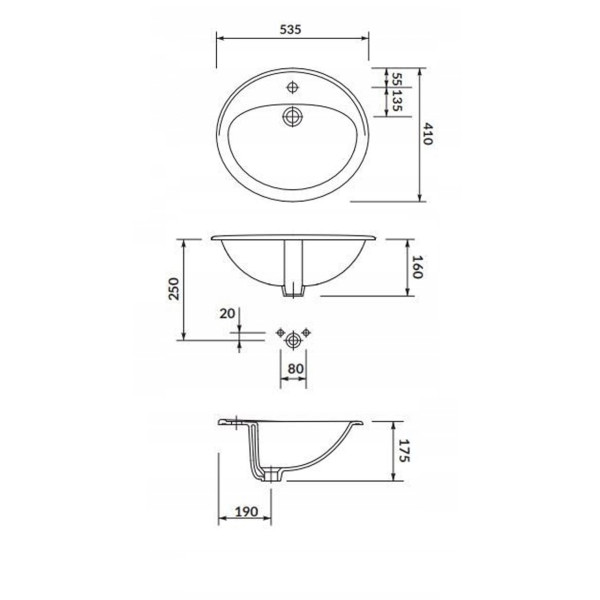 Умывальник на столешницу Cersanit CALLA 54 (000005605)