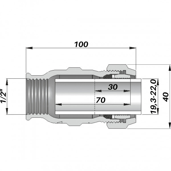 Соединение прямое зажимное с внутренней резьбой DN15(19,3-22,0 мм) х 1/2″ IK AGAflex (000005727)