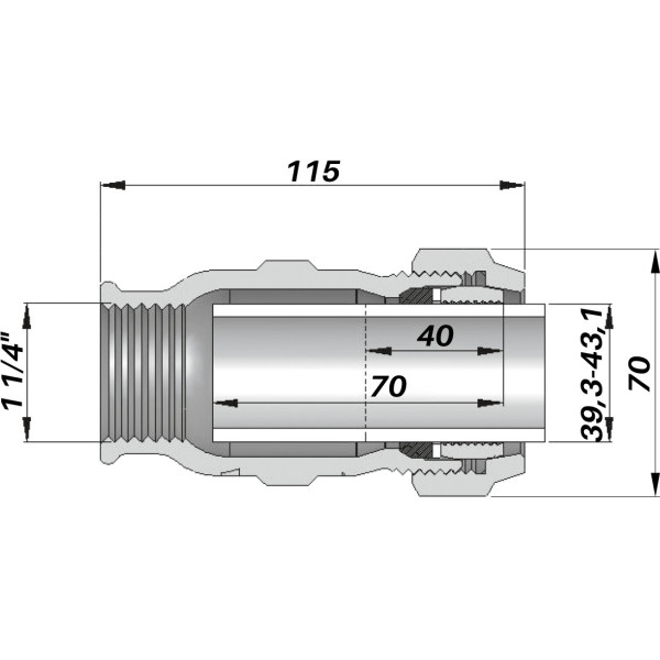 Соединение прямое зажимное с внутренней резьбой DN25(31,2-34,4 мм) х 1″ IK AGAflex (000005730)