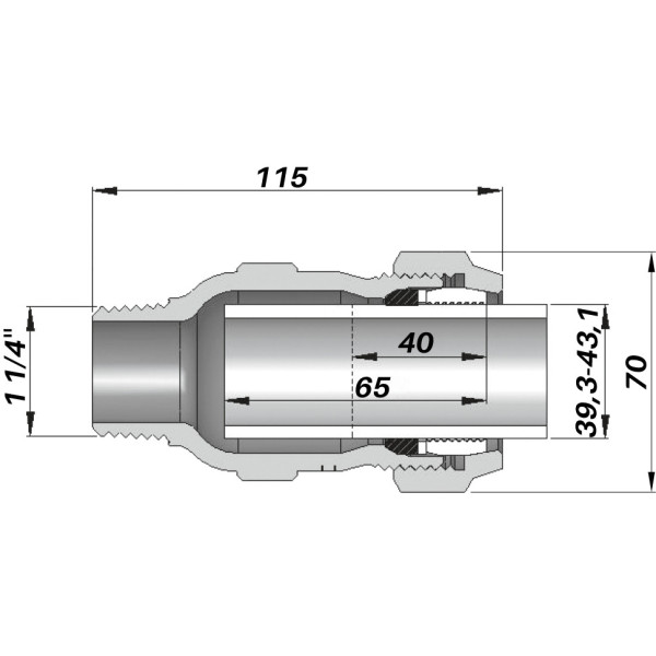 Соединение прямое зажимное с наружной резьбой DN32(39,3-43,1 мм) х 1 1/4″ AK AGAflex (000005736)