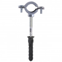 Хомут в сборе CR 1/2″ (20-23мм) с винтом-шурупом 8*80 и дюбелем в уп., серый (000006302)
