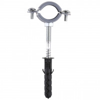 Хомут в сборе CR 3/4″ (25-30мм) с винтом-шурупом 8*80 и дюбелем в уп., серый (000006303)