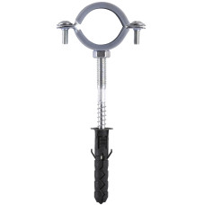 Хомут в сборе CR 1″ (32-37мм) с винтом-шурупом 8*80 и дюбелем в уп., серый (000006304)