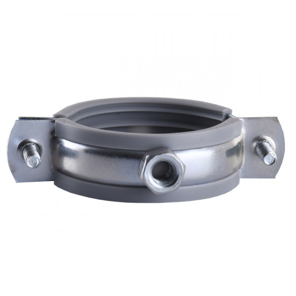 Хомут в сборе CR 1 1/2″ (47-53мм) с винтом-шурупом 8*100 и дюбелем в уп., серый (000006305)