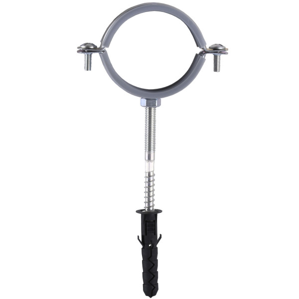 Хомут в сборе CR 2″ (59-65мм) с винтом-шурупом 8*100 и дюбелем в уп., серый (000006306)