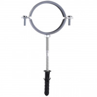 Хомут в сборе CR 2 1/2″ (70-80мм) с винтом-шурупом 8*100 и дюбелем в уп., серый (000006307)