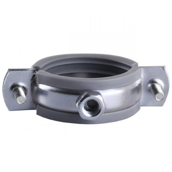 Хомут в сборе CR 1 1/4″ (42-47мм) с винтом-шурупом 8*80 и дюбелем в уп., серый (000007348)