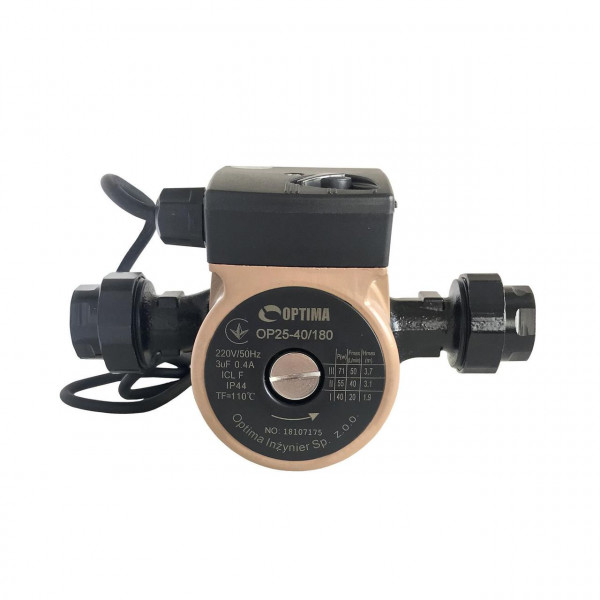 Насос циркуляционный Optima OP25-40 180мм + гайки, + кабель с вилкой! (000008120)