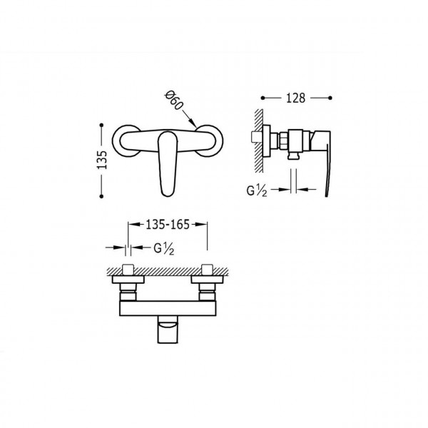 Змішувач для душу TRES FLAT 20416701 (000008132)