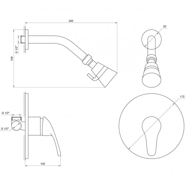 Смеситель для душа Globus Lux SOLLY GLSO-0105S (000009354)