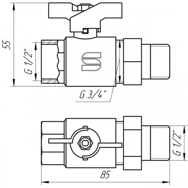 Кран шаровый прямой с американкой SELBA 1/2″ КБ SL1509 (000009623)