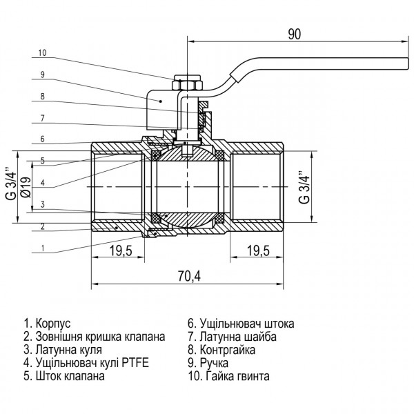 Кран шаровый прямой SELBA 3/4″ ВВ КР SL1506 (000009627)