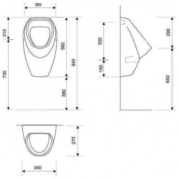 Писсуар Cersanit APOLLO А101 с креплением (подвод сверху) (000010683)