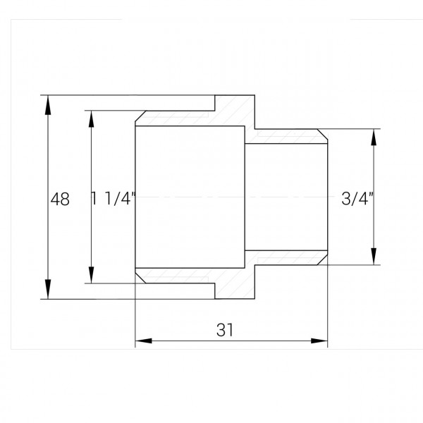 Ніпель редукційний латунний 1 1/4″ЗР х 3/4″ЗР штампований А0593А VA (000010735)