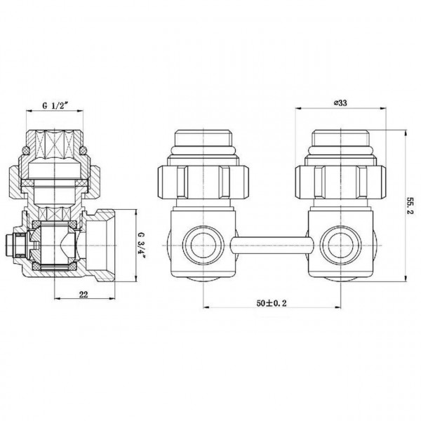 Узел нижнего подключения панельного радиатора SOLOMON NV 5102 угловой шаровой 3/4″ (000010945)