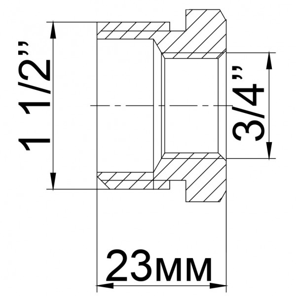 Футорка латунная 1 1/2″НР х 3/4″ВР литейная 724Б (000011110)