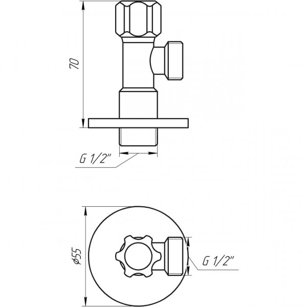 Кран вентильный угловой SOLOMON 1/2″х 1/2″ 160403 (000012017)