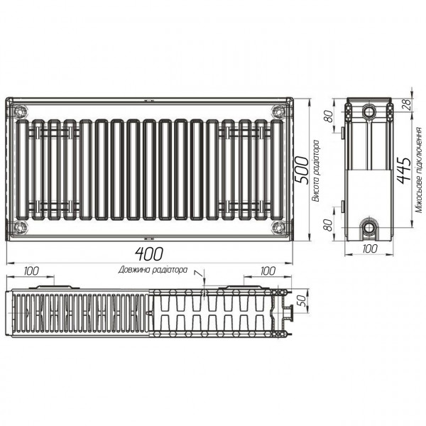 Радиатор стальной панельный OPTIMUM 22 бок 500x400 (000013156)