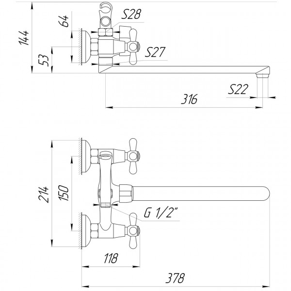 Смеситель для ванны DOMINO DBF-129-35F-SHARM (000013377)