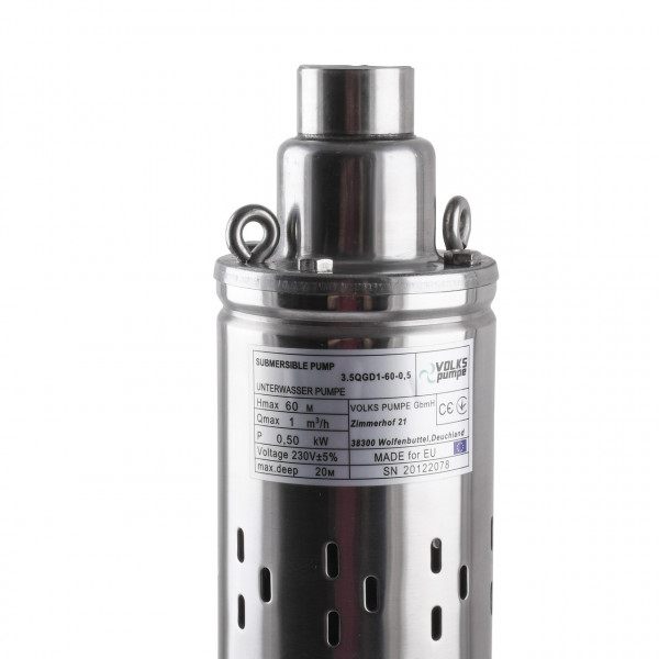 Насос скважинный шнековый VOLKS pumpe 3,5 QGD 1-60-0,5кВт 3,5 дюйма! + кабель 15м (000014216)