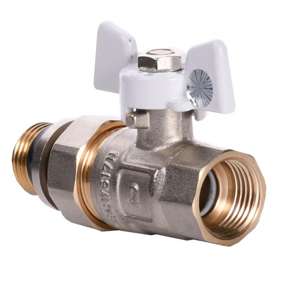 Кран шаровый прямой с американкой Q PROFESSIONAL QP003 PN40 1/2″ антипротечка, Белая бабочка (000014412)