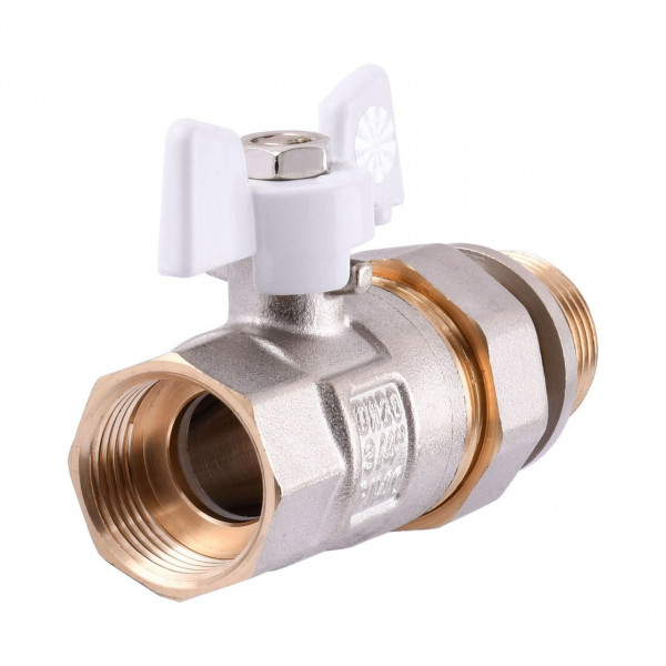 Кран шаровый прямой с американкой Q PROFESSIONAL QP003 PN40 3/4″ антипротечка, Белая бабочка (000014413)