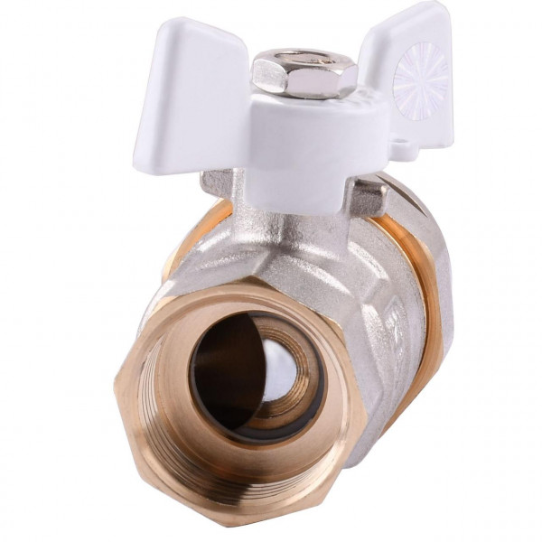 Кран шаровый прямой с американкой Q PROFESSIONAL QP003 PN40 3/4″ антипротечка, Белая бабочка (000014413)