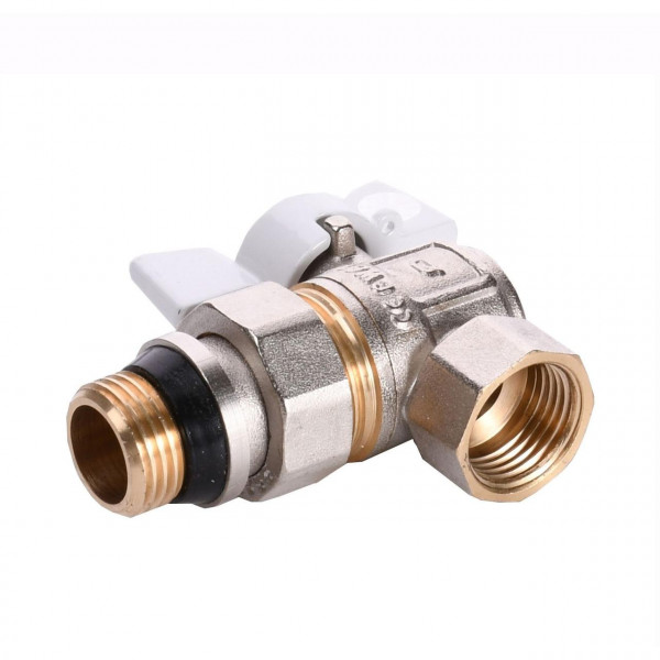 Кран шаровый угловой с американкой Q PROFESSIONAL QP004 PN40 1/2″ антипротечка, Белая бабочка (000014415)