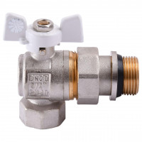 Кран кульовий кутовий з американкою Q PROFESSIONAL QP004 PN40 3/4″ антипротікання, Білий метелик (000014416)