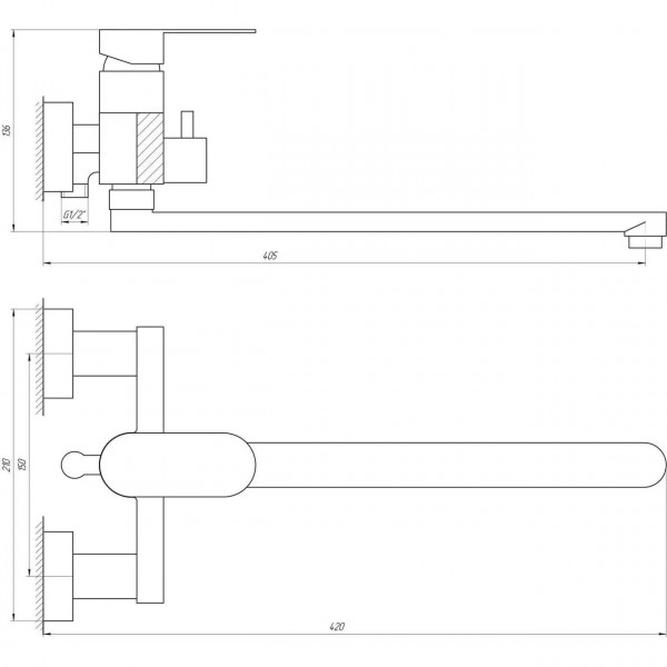 Смеситель для ванны TOPAZ BARTS TB 07116-H36 (000015810)